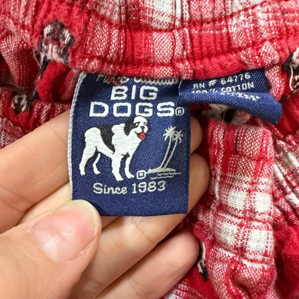 Big Dogs Red Plaid Flannel Pajama Pants Mens L/XL Embroidered Dog Lounge Sleep - Picture 5 of 8